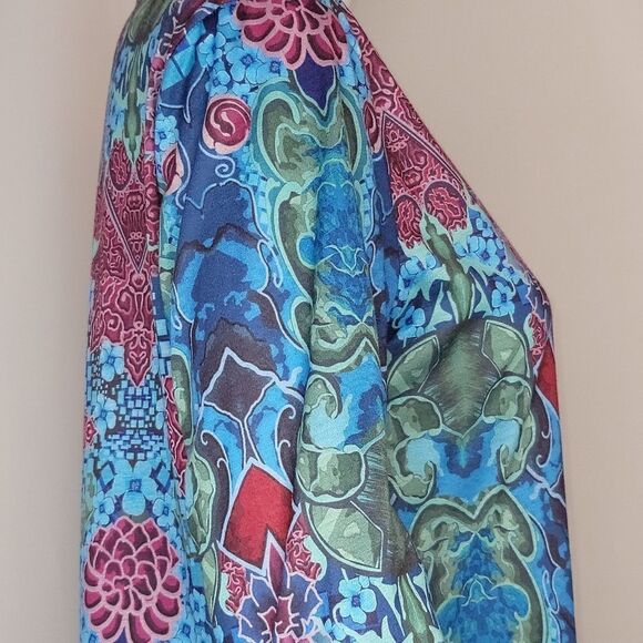 Misslook Blue Floral V-Neck Tunic Top - Picture 6 of 12